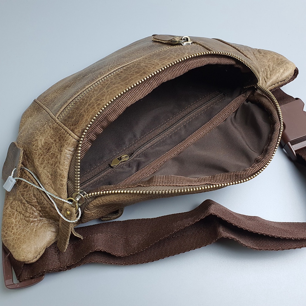 Túi đeo hông nam, túi bao tử da bò thật 100% đốt không cháy BH 3 năm | BigBuy360 - bigbuy360.vn