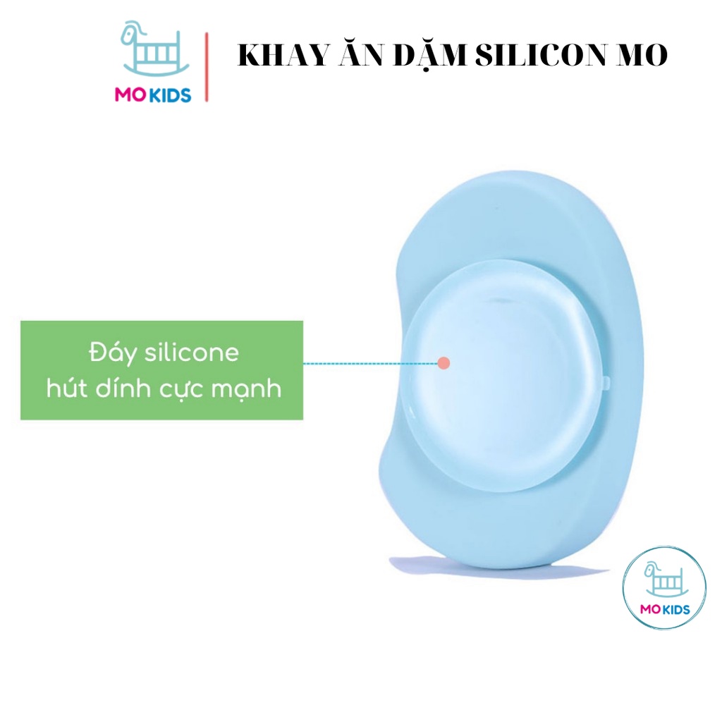 Khay ăn dặm Silicon chống đổ đế hút chân không cao cấp cho bé - Mokids