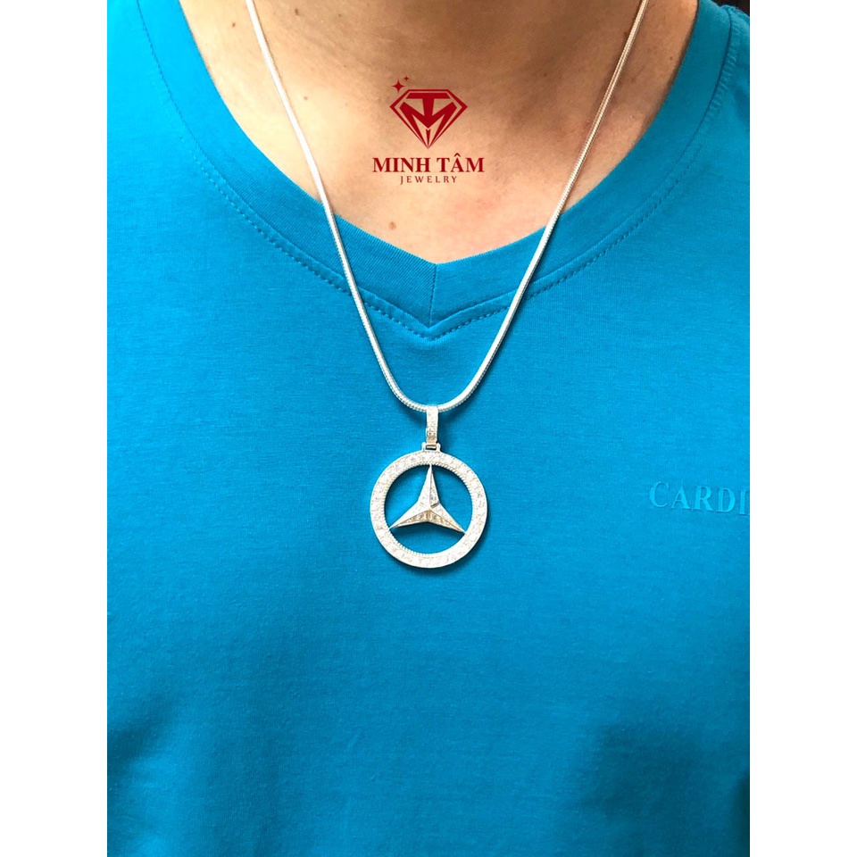 Mặt dây chuyền bạc nam Mec bạc ta,Bộ dây chuyền mặt Mecedes chất liệu bạc ta cho nam-Minh Tâm Jewelry