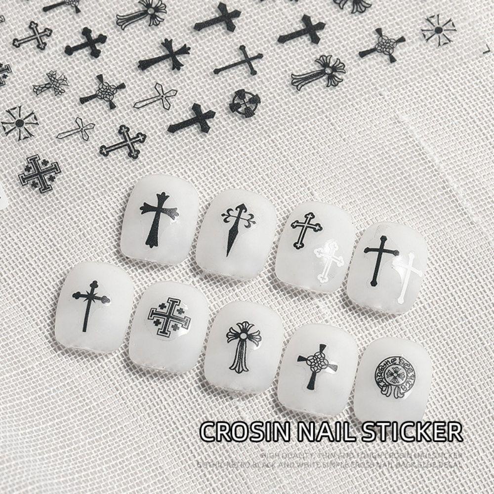 OCEANMAP Miếng Dán Móng Tay Tự Dính Siêu Mỏng Họa Tiết Hoa / Thánh Giá / Ngôi Sao Trang Trí Móng Nghệ Thuật