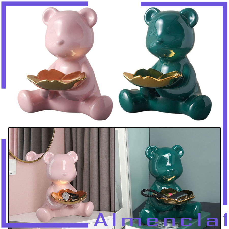 [ALMENCLA1]Modern Key Storage Bear Figure Statue Figurine for Candy Container Holder Pine