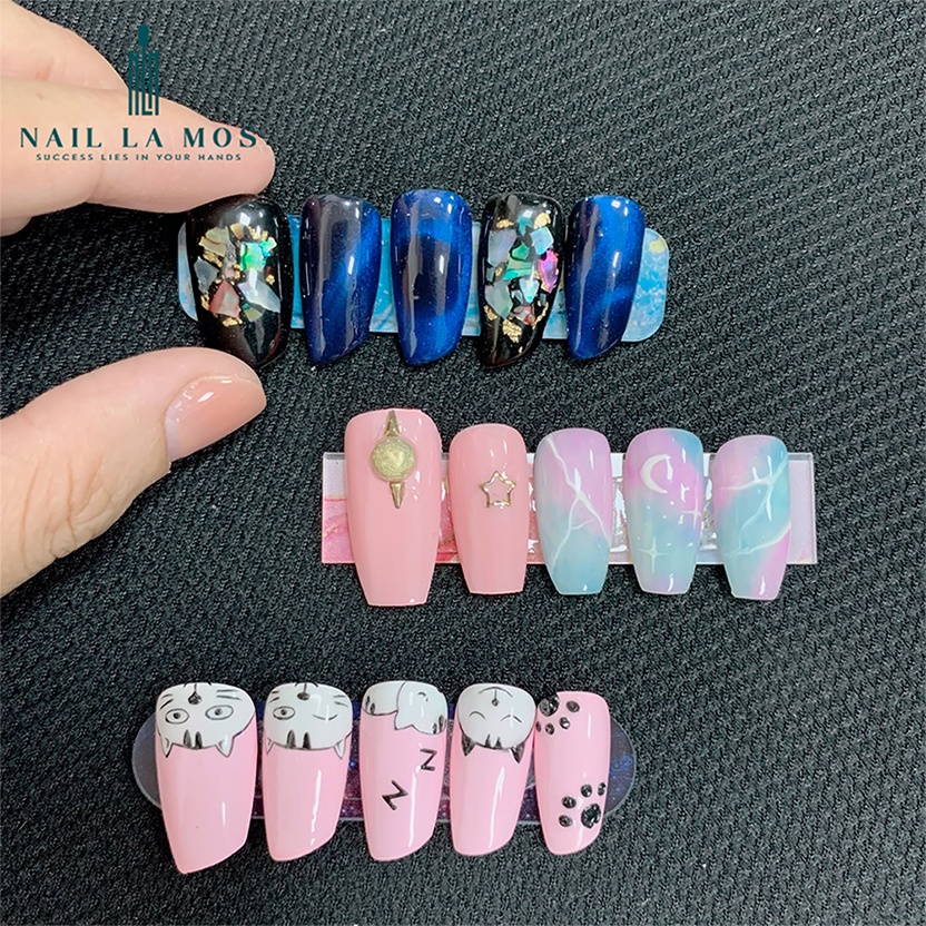 Set 10 thanh trưng bày mẫu nail Hàn Quốc đẹp - 1 thanh dán được 5 móng
