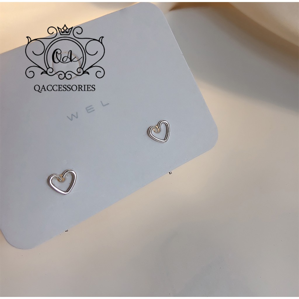 Khuyên tai bạc trái tim móc bông tai kẹp vành S925 HEART Silver Earrings QA SILVER EA210101