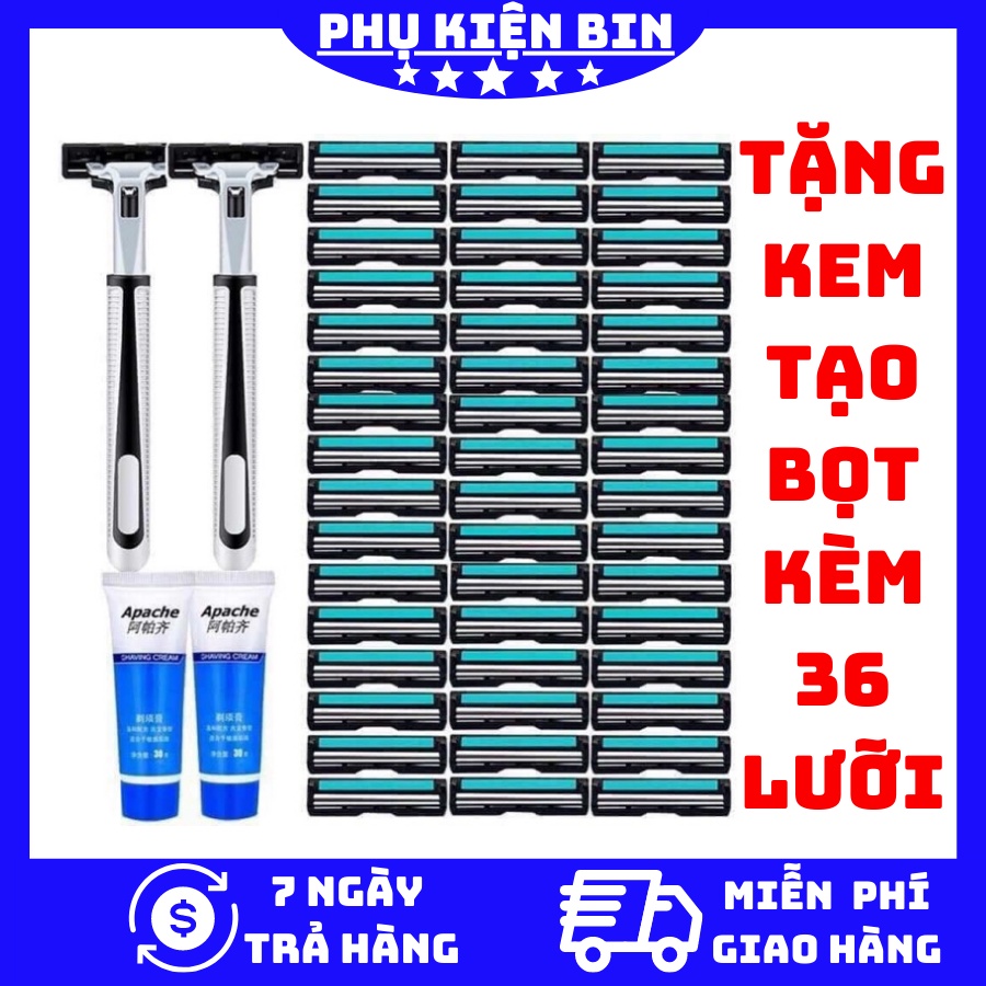 SET DAO CẠO RÂU + 36 LƯỠI DAO CẠO THAY THẾ