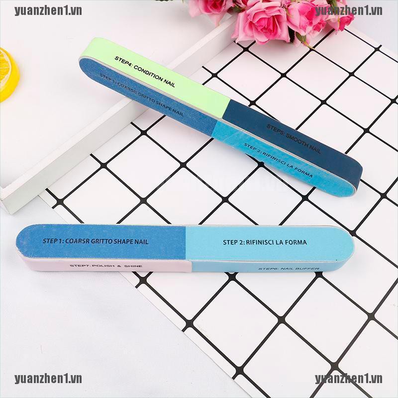 [YUANZHEN1] Bộ 2 Dũa Móng Tay In Sáng Tạo Bề Mặt Nhám Sáu Mặt