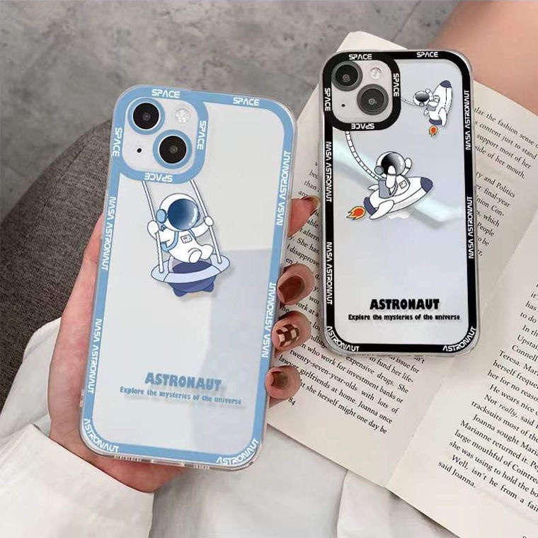 Ốp Điện Thoại TPU Mềm Hình Phi Hành Gia Dễ Thương Cho IPhone 13 12 Mini 11 Pro X XR XS Max SE 2020 6 6S 7 8 Plus