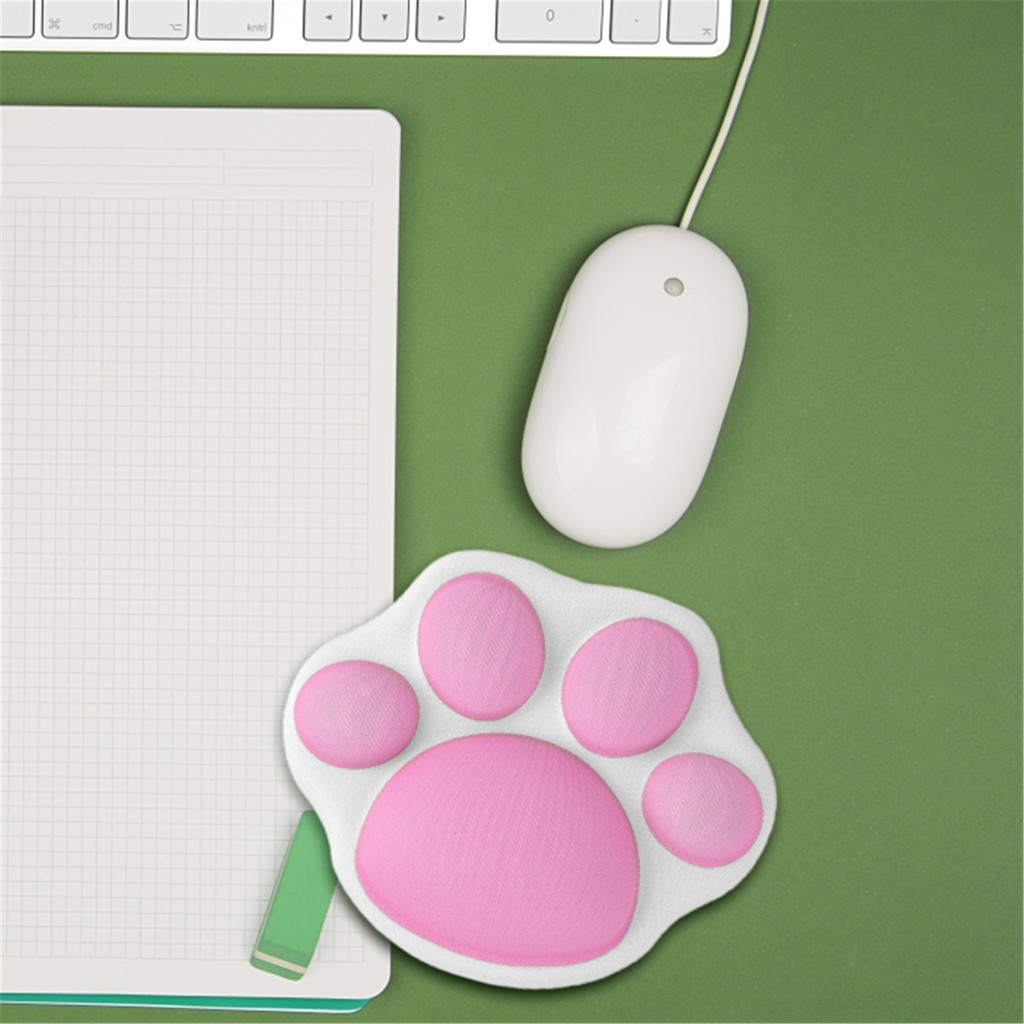 Đệm Lót Chuột Bằng Cao Su Non + Gel Silicone Hình Dấu Chân Mèo 3D Chống Trượt Hỗ Trợ Cổ Tay Cho Văn Phòng