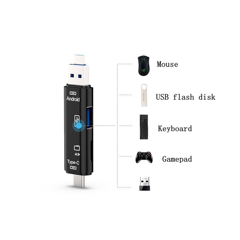 Đầu Đọc Thẻ Nhớ 5 Trong 1 Usb 3.0 Type C / Usb / Micro Usb Sd Tf