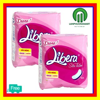 băng vệ sinh diana libera siêu thấm siêu mỏng không cánh khô thoáng làn da 23cm 8 miếng