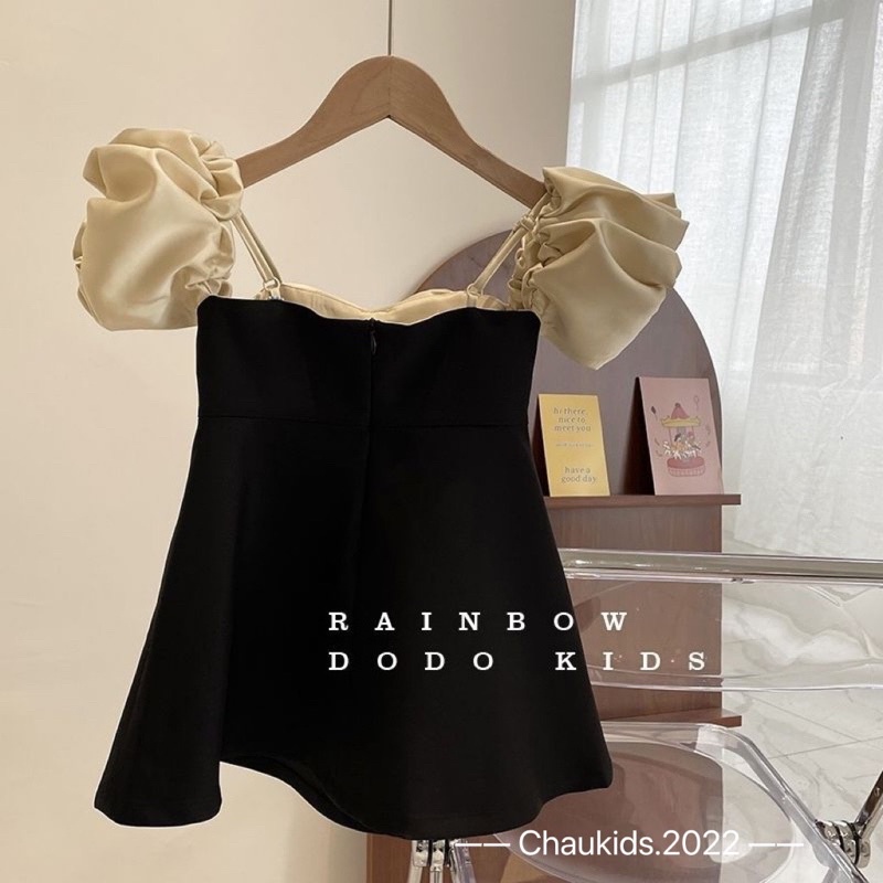 Váy đầm rớt vai chaukids cho bé gái