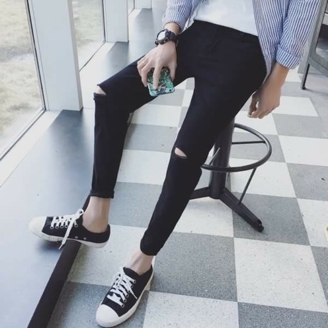 Quần Jean Nam Rách Gối - C77