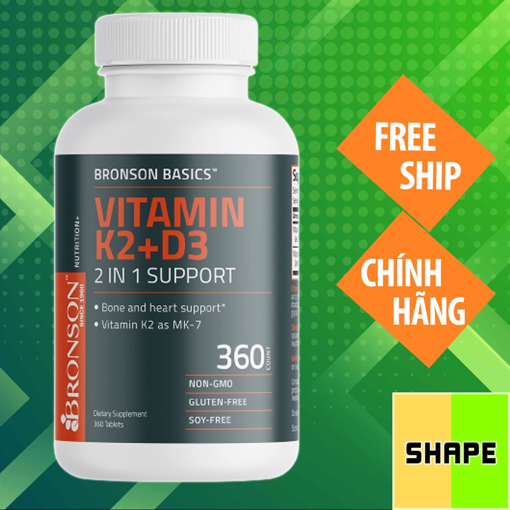 VITAMIN K2 D3 | Bronson Basics Vitamin K2 + D3    | Tăng Đề Kháng - Chính Hãng The Shape