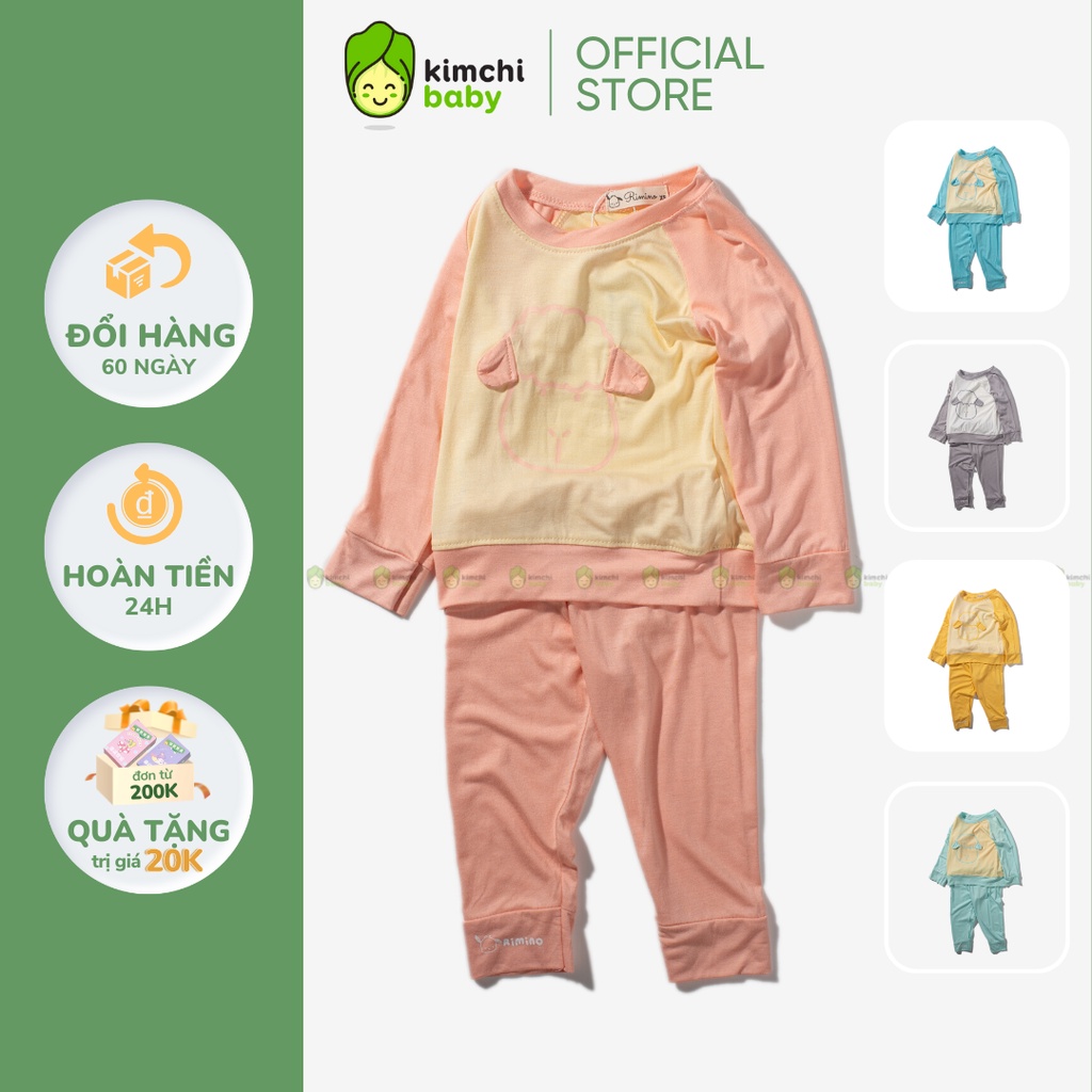Bộ Dài Tay Bé Gái, Bé Trai KIMCHIBABY Vải Thun Lạnh Hoạ Tiết Cừu Non, Bộ Quần Áo Trẻ Em Thu Đông KWTD2205