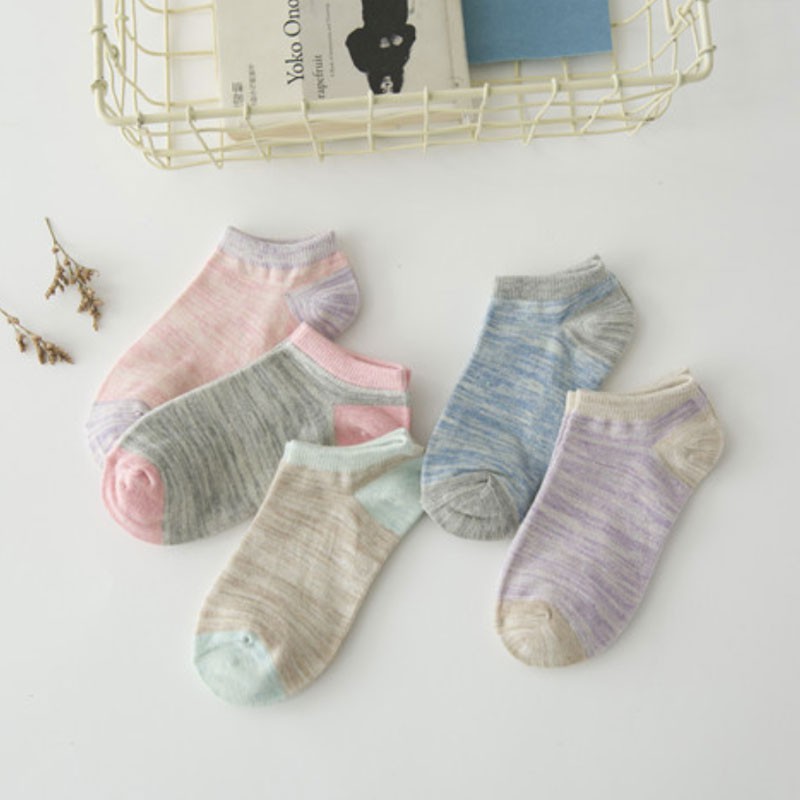 [HÀNG CÓ SẴN] Tất nữ cổ ngắn màu sắc tươi mới tất nữ cotton