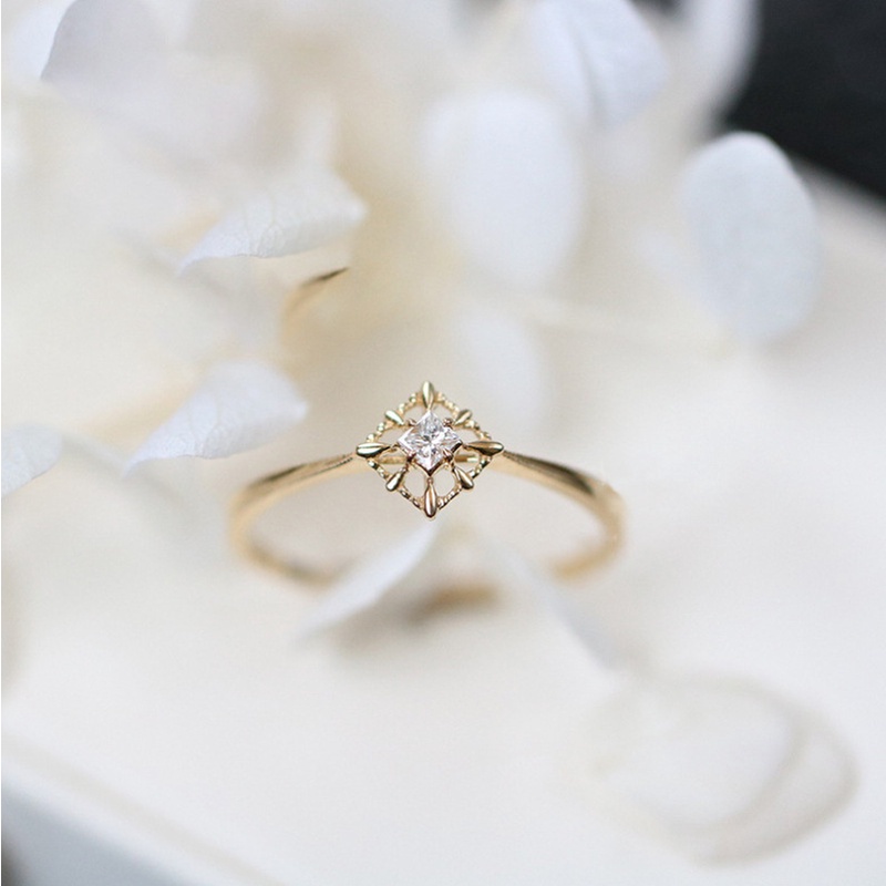 Nhẫn Cưới Bằng Thép Titan Mạ Vàng Bạc S925 Đính Đá Zircon Đơn Giản Thời Trang Cho Nữ