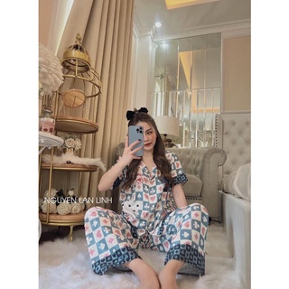 Bộ ngủ lụa latin cộc dài hàng thiết kế mác SAM (kèm video và ảnh thật)