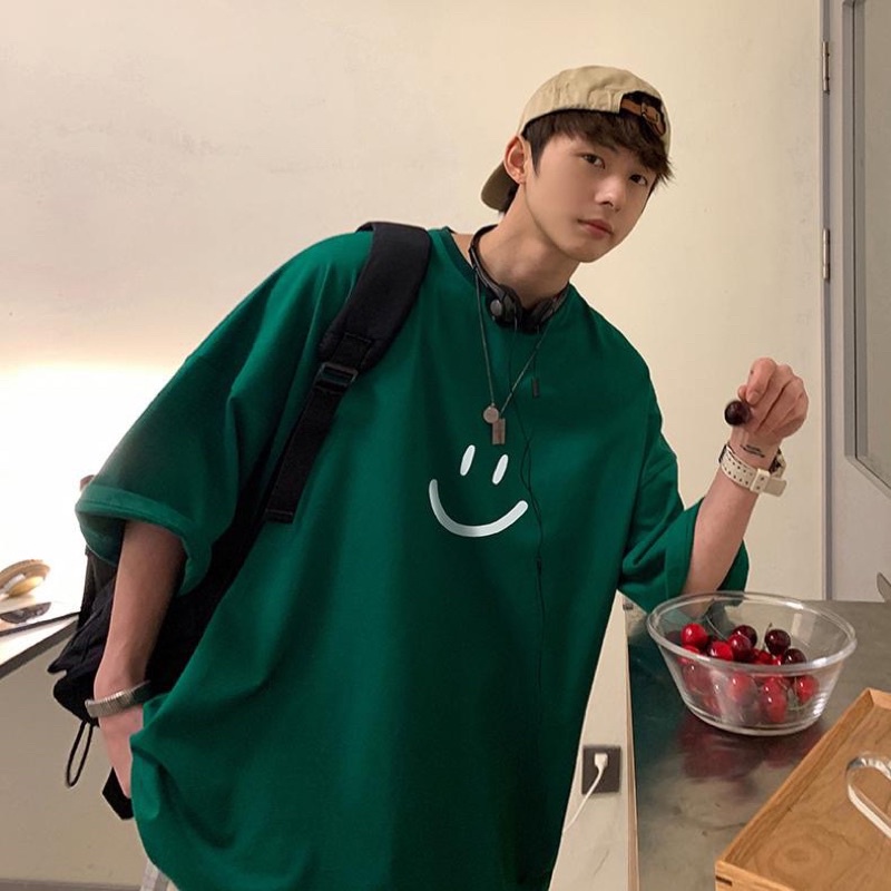 Áo phông nam nữ , áo thun tay lỡ unisex chất cotton dày đẹp hình mặt cười