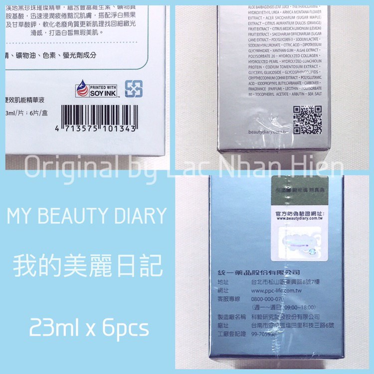 [Bill Đài] NGUYÊN HỘP MẶT NẠ MY BEAUTY DIARY 06 MIẾNG ❤ MY BEAUTY DIARY MOISTURE POWER BRIGHTENING BLACK PEARL EX+ MASK