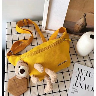 Túi vải đeo chéo kèm gấu