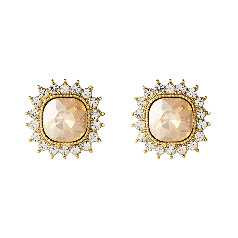 Khuyên tai MOCHASHU mặt vuông đính đá nhân tạo mạ bạc S925 phong cách retro thời trang sang trọng 2023 mới dành cho nữ