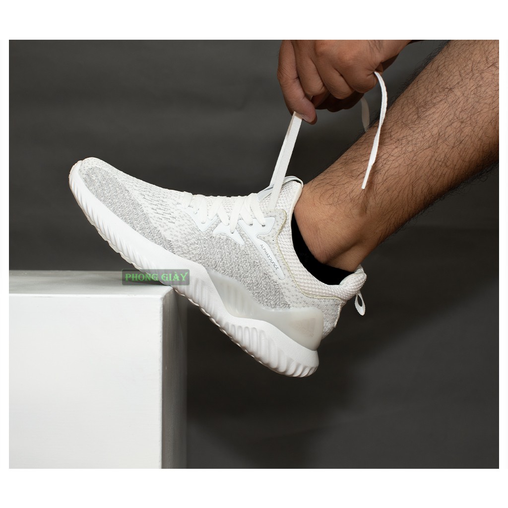 Giày sneaker nam giày thể thao nam Alphabounce muối tiêu màu trắng fullbox