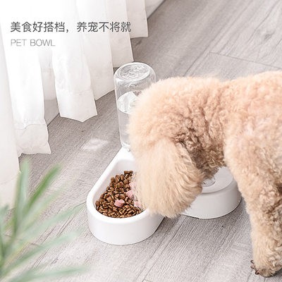 Bát thức ăn cho chó bát đôi bát thức ăn cho chó không ướt miệng tự động uống nước Dùng hai lần chống lật bát nước cho mè