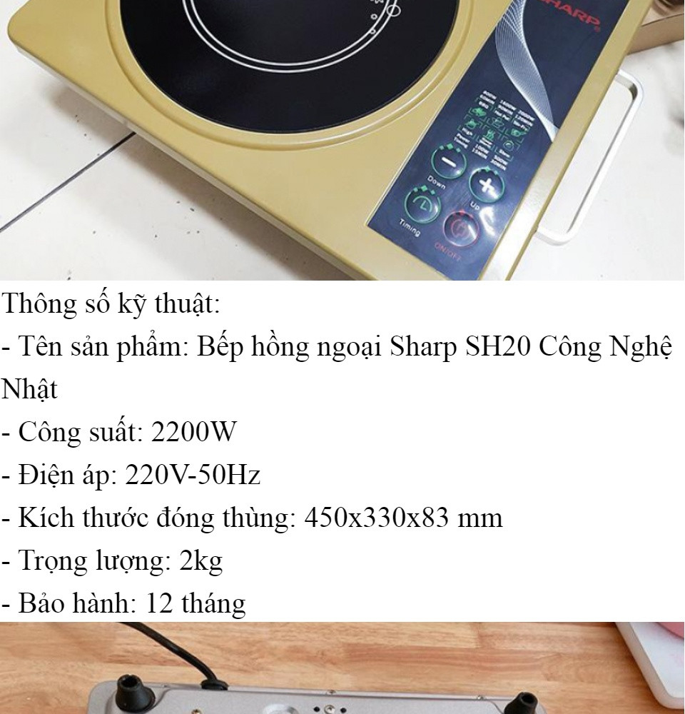 Bếp Điện, bếp điện từ, Bếp hồng ngoại Sharp SH20 Công Nghệ Nhật - bepsharp-sh20 ( BH 6 THÁNG, 1 ĐỔI 1 )