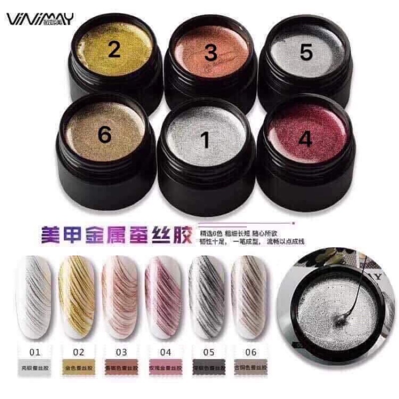 Gel nhện Nhũ vinimay 6 hũ 6 màu