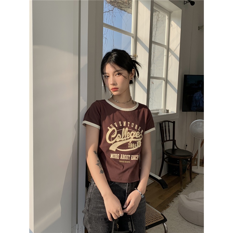 |AP21| Áo thun nữ Collegue 1964 phong cách retro American