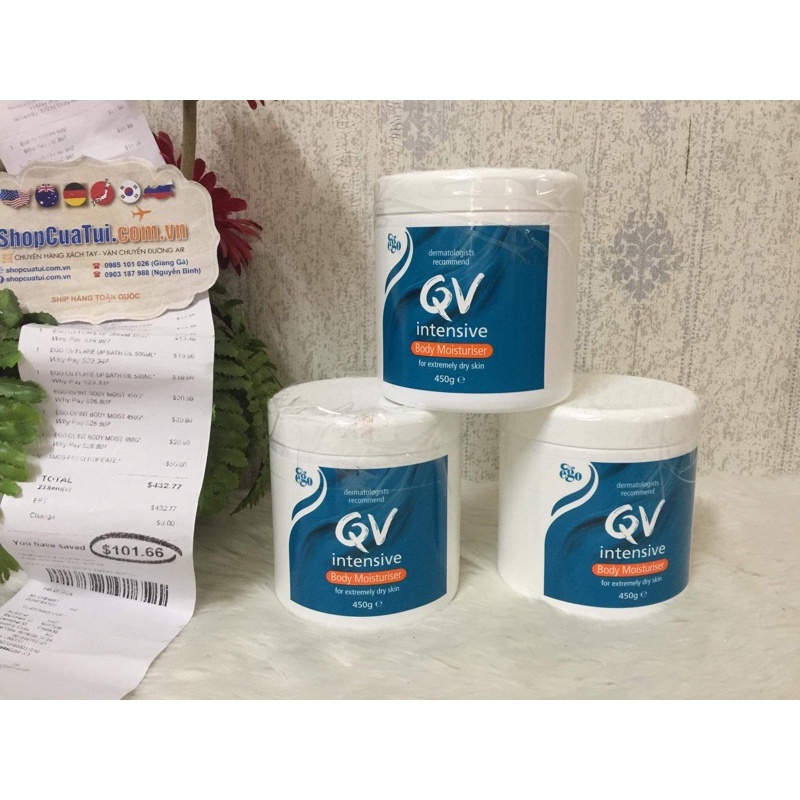 KEM DƯỠNG DA QV Intensive Cream 500G - Kem DƯỠNG ẨM ĐẬM ĐẶC giúp ngăn ngừa và làm dịu DA RẤT KHÔ