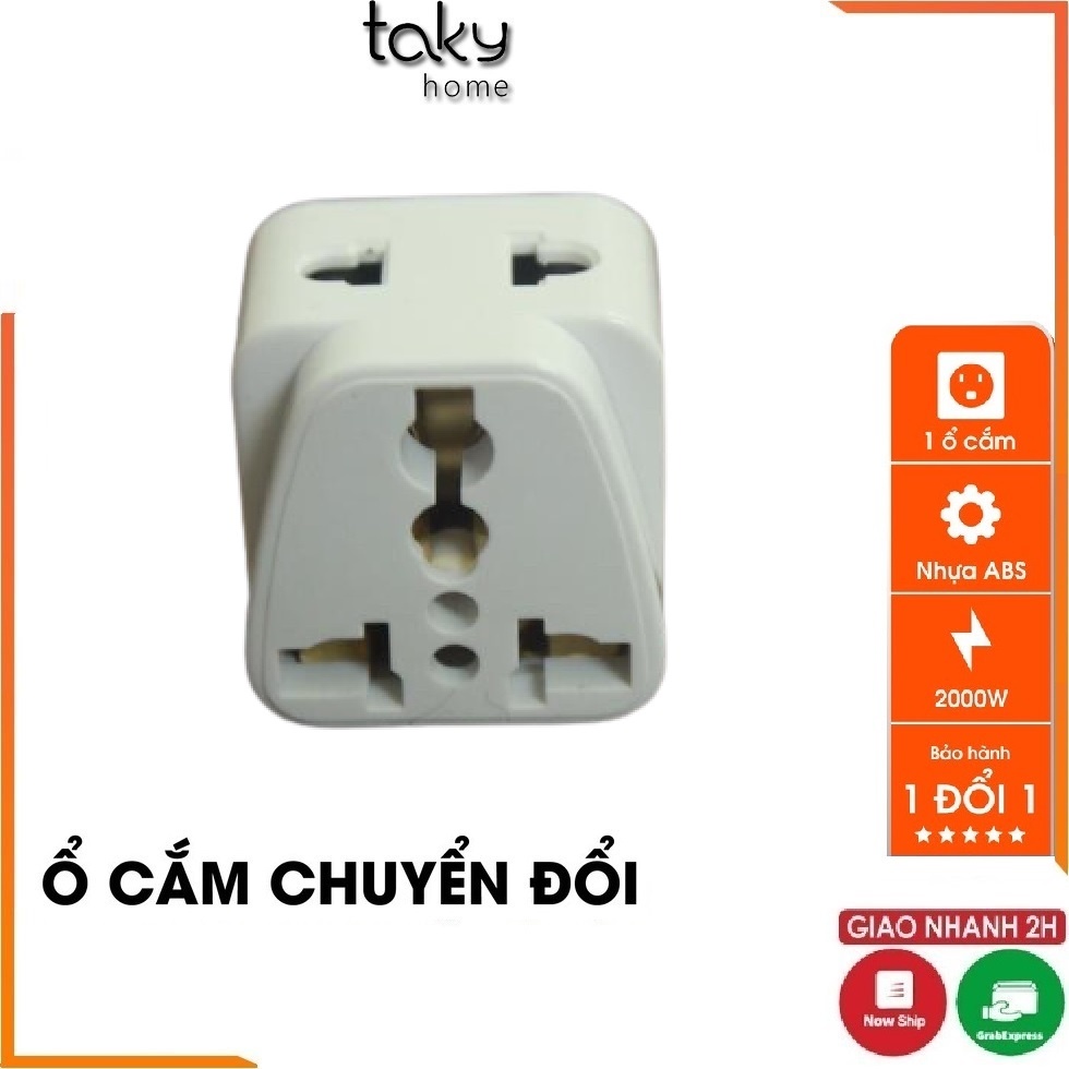 Phích Ổ Cắm Điện - Chuyển Đổi 2 Chức Năng: Chuyển Đổi 3 Chấu Sang 2 Chấu Và Chia Ra 2 Ổ Cắm Tiện Dụng. TakyHome 8610