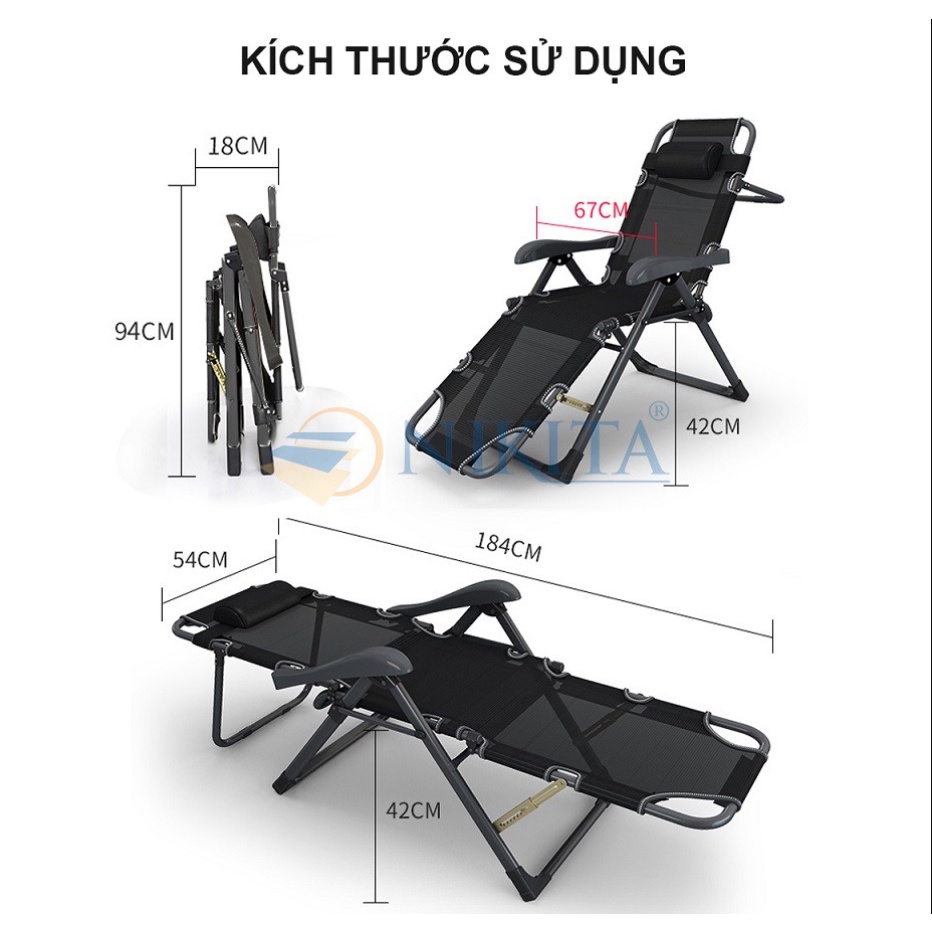 Ghế xếp thư giãn NIKITA NKT 2036, có thể thành giường gấp