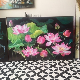 Tranh in canvas - Các Bức sen chữ nhật ngang 60x90cm - full khung và phụ kiện