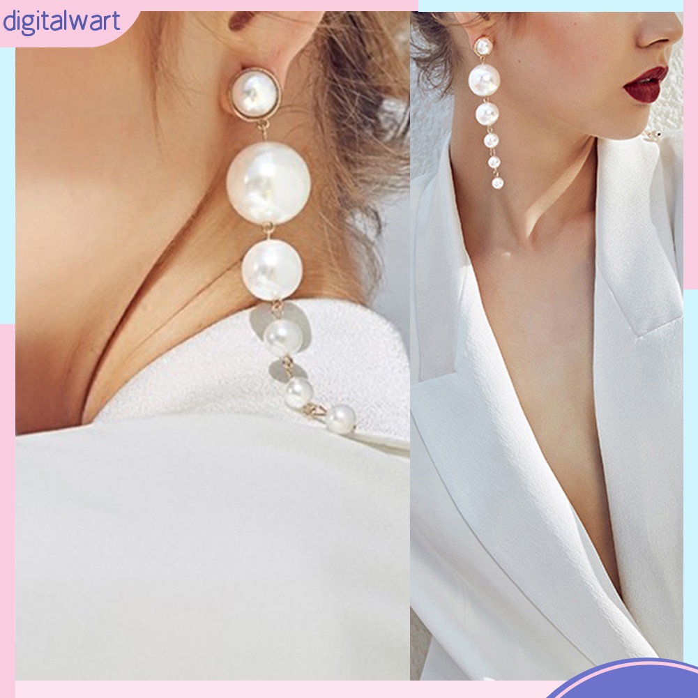 Khuyên Tai Dài Đính Ngọc Trai Nhân Tạo Thời Trang