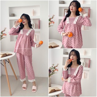 Đồ Bộ Medyla - Đồ bầu mặc nhà nhung tăm chất đẹp mẹ mặc được sau sinh tiện lợi - BD136