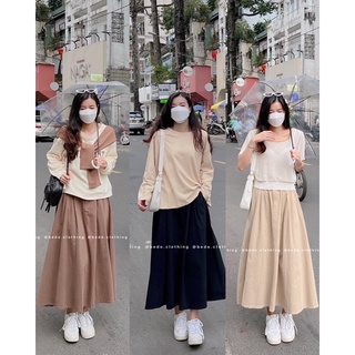 Chân váy jean mềm xoè dài