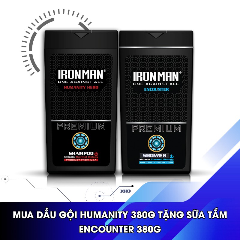 Dầu gội hương nước hoa nam Humanity Hero 380g + Sữa tắm nước hoa nam Ironman Encounter 380g