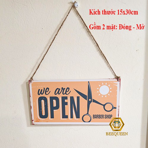 Biển Đóng - Mở Cửa - Biển Close - Open 2 Mặt Cho Barber Shop