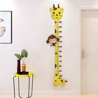 3D Acrylic Cartoon Longiible Vòng cổ Dán cao Bé đo Chiều cao chân Trẻ em Phòng mẫu giáo Dán tường