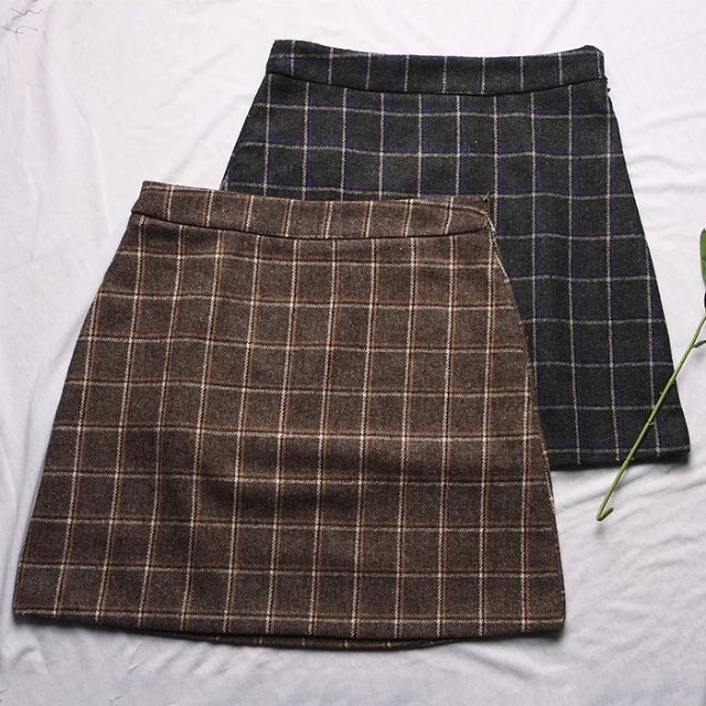 Chân váy dạ kẻ