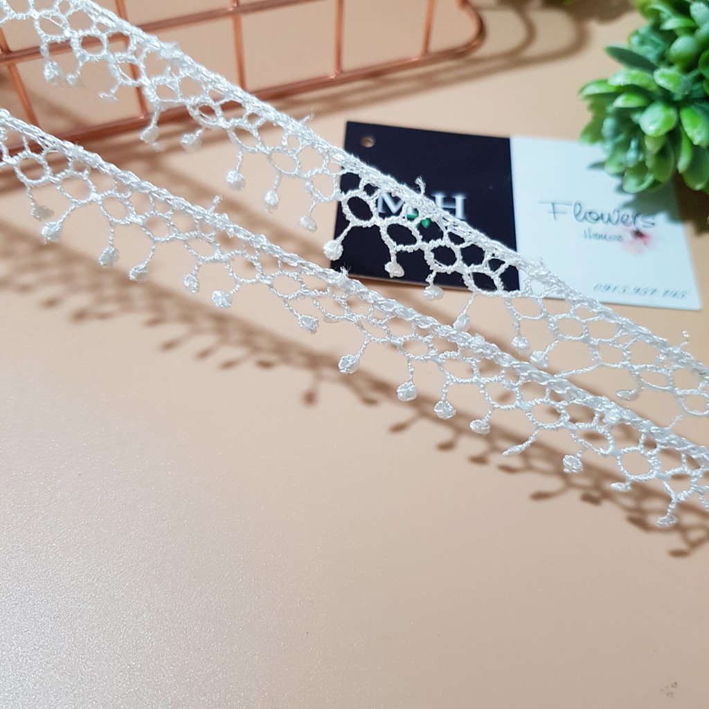 RC13 Cuộn 25 mét dây ren thêu họa tiết dùng làm ren viền may đồ và trang trí Maihoaflower