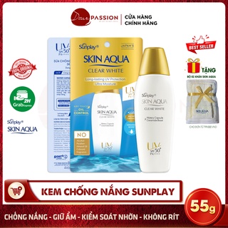 Kem Chống Nắng Sunplay Skin Aqua Dưỡng Trắng Da, Kiềm Dầu, Lâu Trôi - Sunplay Skin Aqua Clear White SPF50+ PA++++ 25/55g