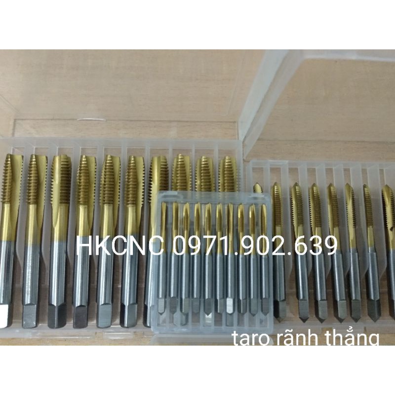 1 MŨI TA RÔ THẲNG PHỦ TIN MÀU VÀNG M2 M3 M4 M5 M6 M8 M10 M12, TA RÔ THÉP INOX