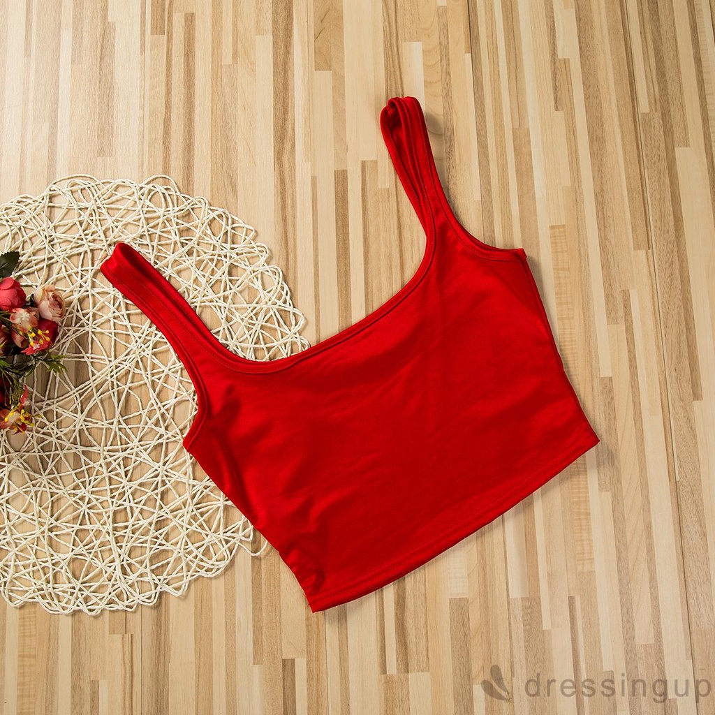 Áo Croptop Hai Dây Màu Trơn Thiết Kế Đơn Giản Thời Trang Thanh Lịch Cho Nữ
