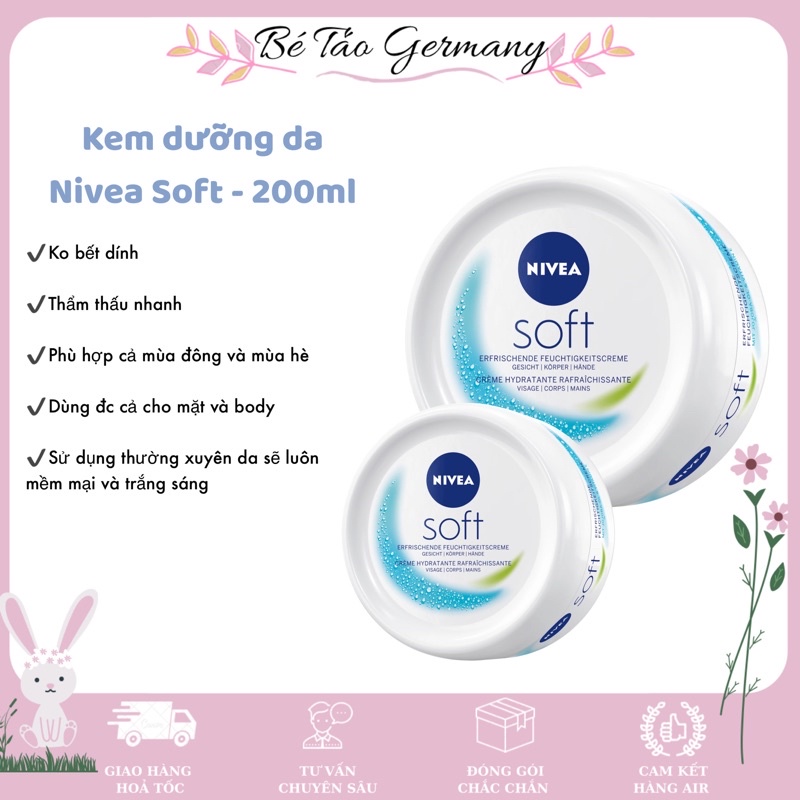 ( Hàng đi Air ) Kem dưỡng da Nivea Soft Đức - 200ml