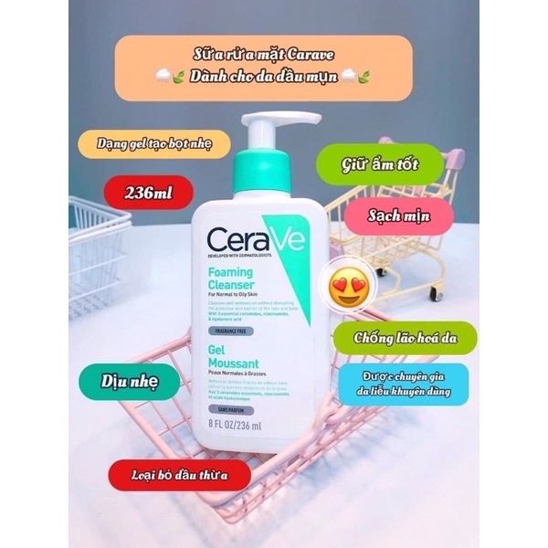 [CHÍNH HÃNG] Sữa Rửa Mặt CeraVe Foam Cleanser 473ml
