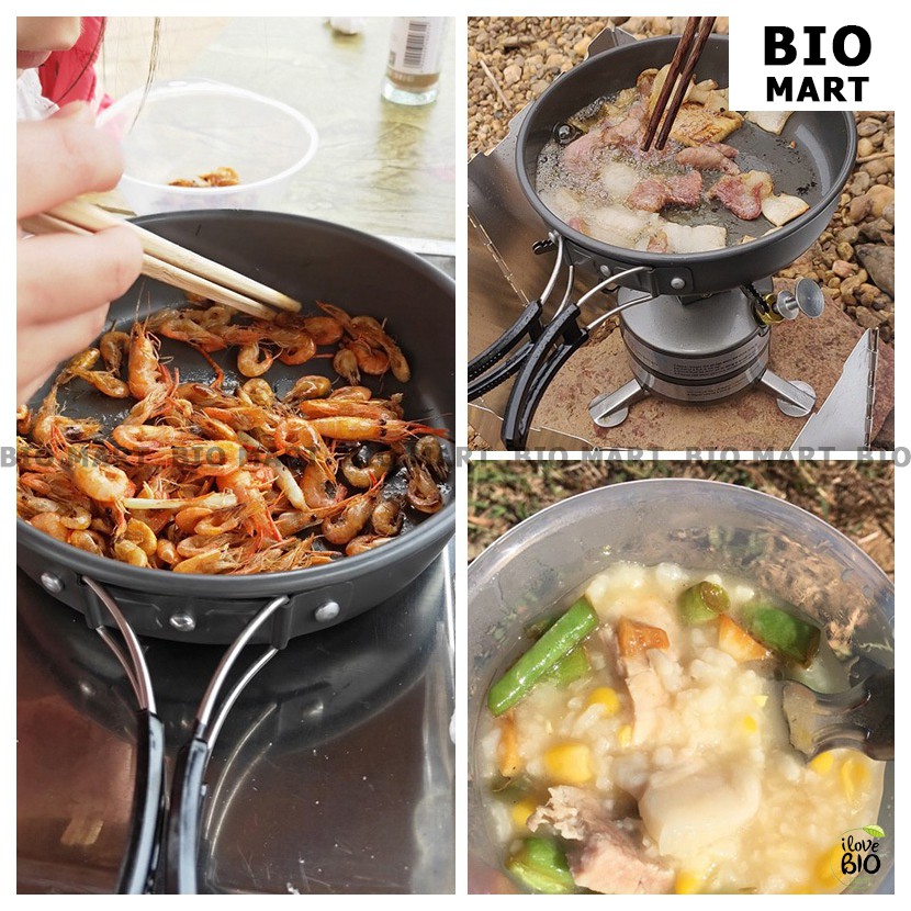Bộ Nồi Dã Ngoại Nấu Ăn Ngoài Trời - Bộ Nồi Nấu Ăn Cắm Trại Du Lịch Nhỏ Gọn Dành Cho 2-3 Người - BIO204