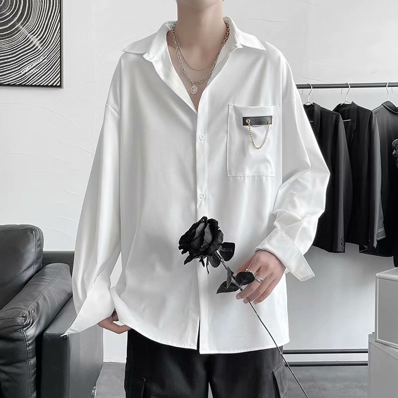 Áo sơ mi tay dài dáng rộng 3 màu m-3xl phong cách Hàn Quốc cho nam