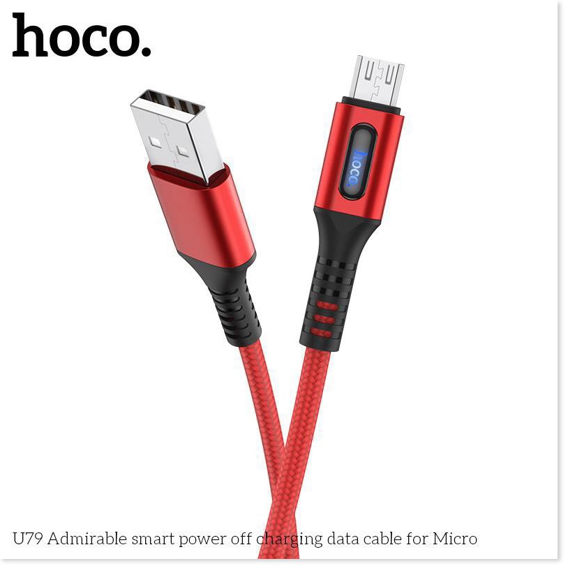 Cáp sạc nhanh và truyền dữ liệu Micro USB Hoco U79, hỗ trợ sạc nhanh 2.4A,tự ngắt sạc khi đầy pin, tích hợp đèn báo sạc