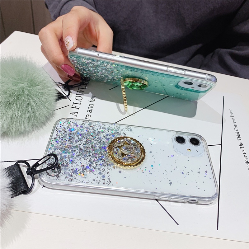 Ốp Điện Thoại Trong Suốt Phối Kim Tuyến Kèm Dây Đeo Cho OPPO Reno7 Z / Reno 7 Pro 5G 2022